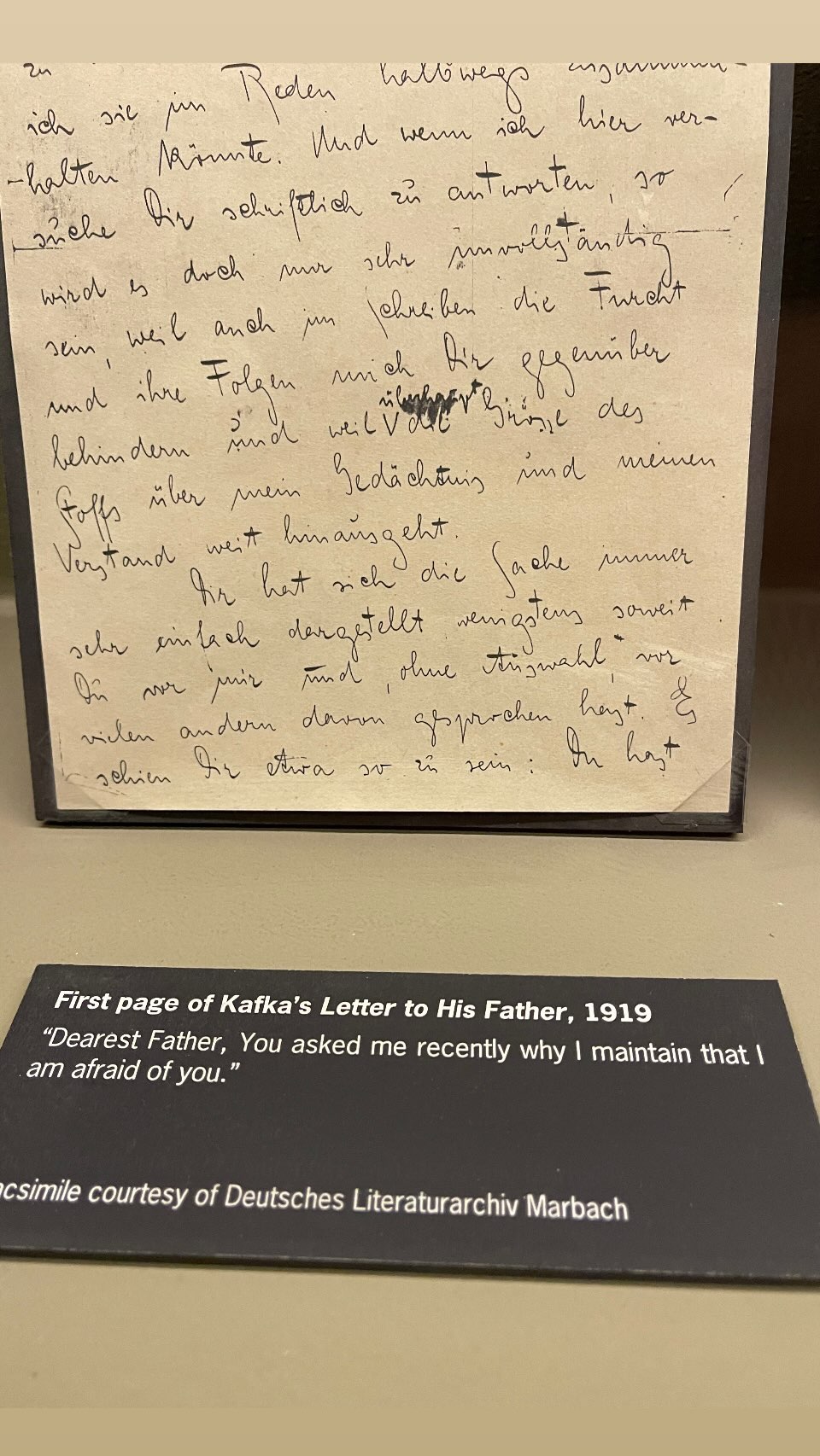 First page of Kafka's Letter to His Father, 1919