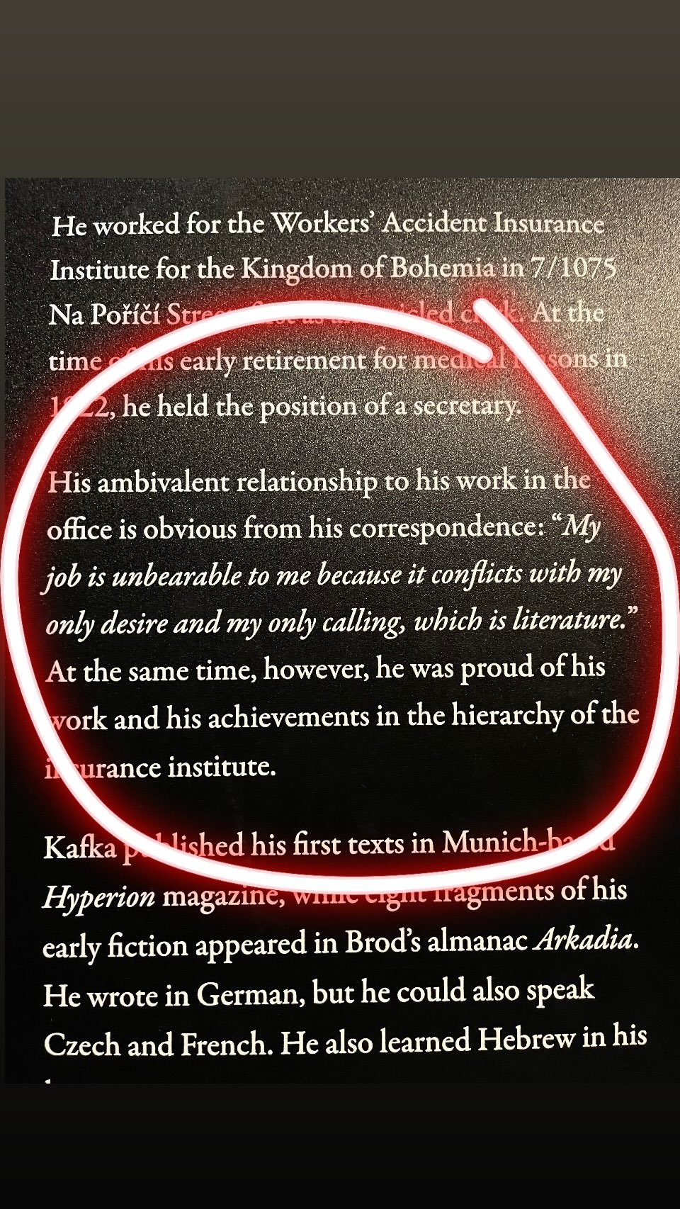 My job is unbearable - conflicts with my only calling, literature